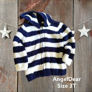 Blue and white angel dear zip up sweater